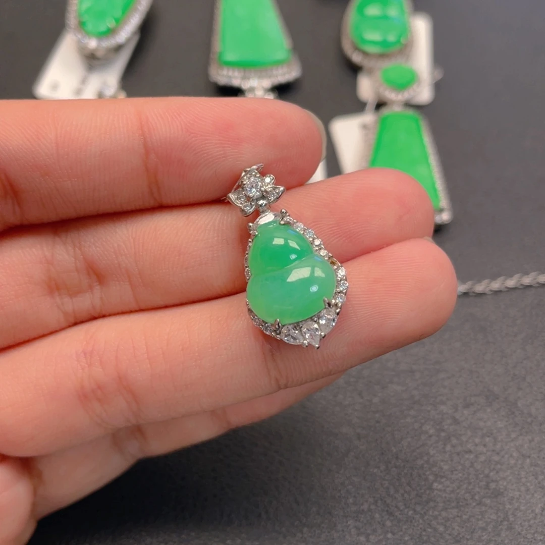 翡翠银S925镶嵌吊坠(不含链)