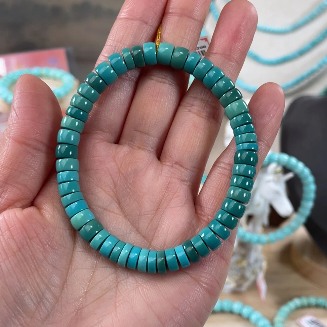 绿松石未镶嵌套链7mm精品玉化直切手串