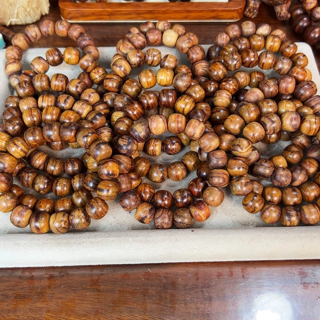 黄花梨/降香黄檀手串/手链14mm桶珠粗抛无胶无腊33.8