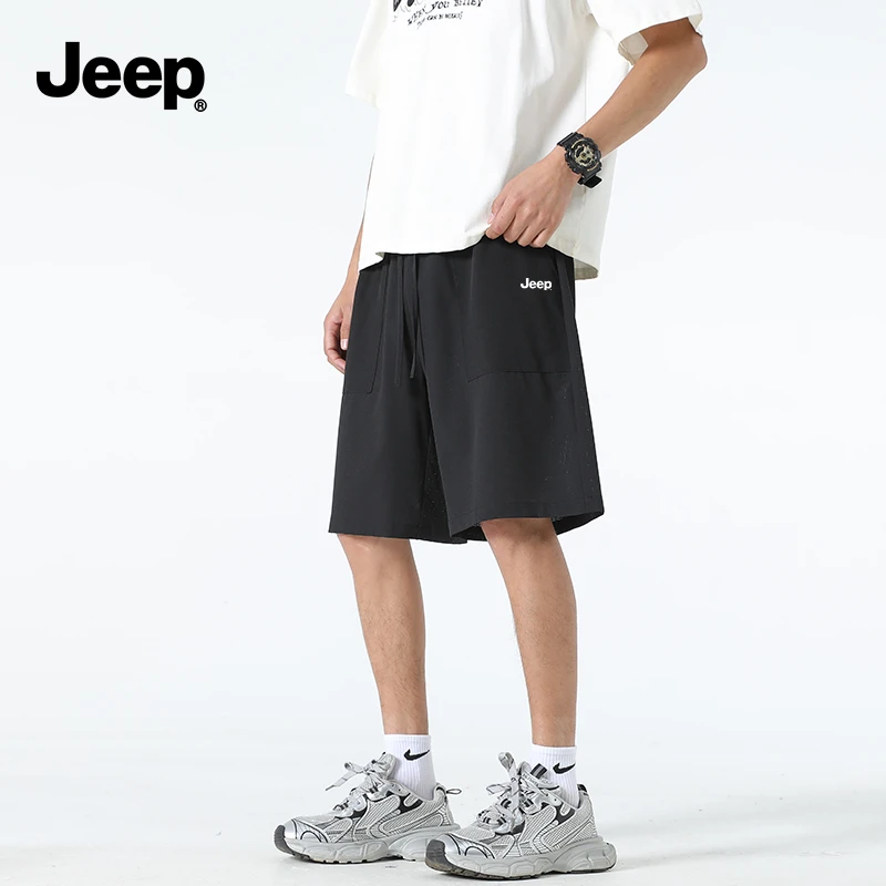 JEEEP/吉普休闲裤男高级感简约百搭裤子男士夏季潮流冰丝宽松中裤