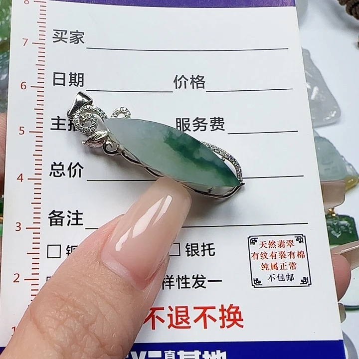 翡翠颈饰银S925镶嵌天然