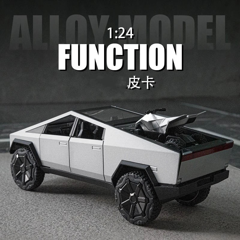 【爆款热卖】1:24特斯拉皮卡仿真合金汽车模型玩具收藏送礼摆件