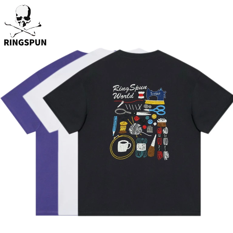 【刺绣针线】RS重磅百搭全棉重工刺绣小众高品质潮奢短袖T恤上衣