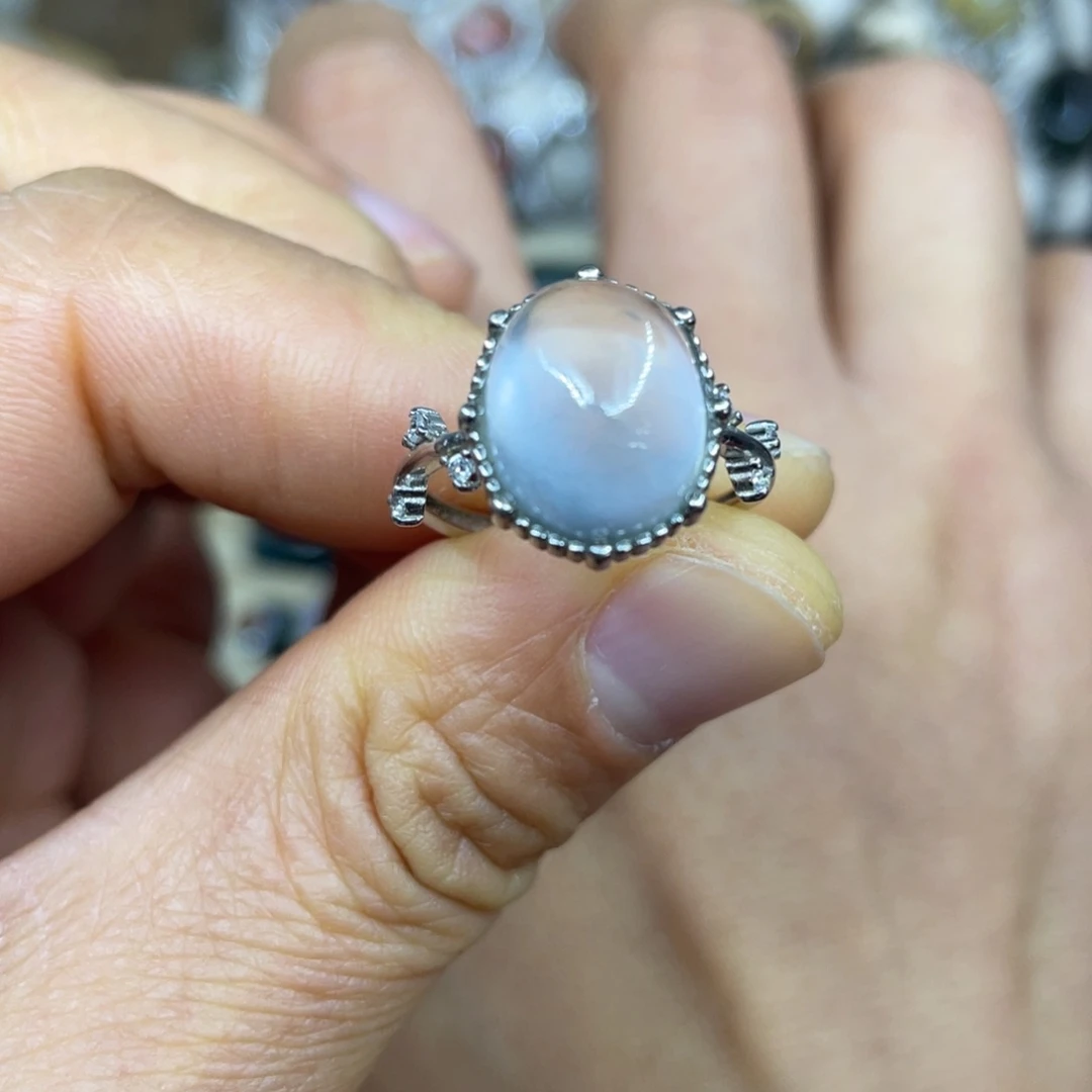 【闪购商品】银S925镶嵌珠宝半成品水晶戒指