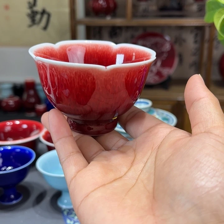 景德镇陶瓷浅行窑花朵杯福利