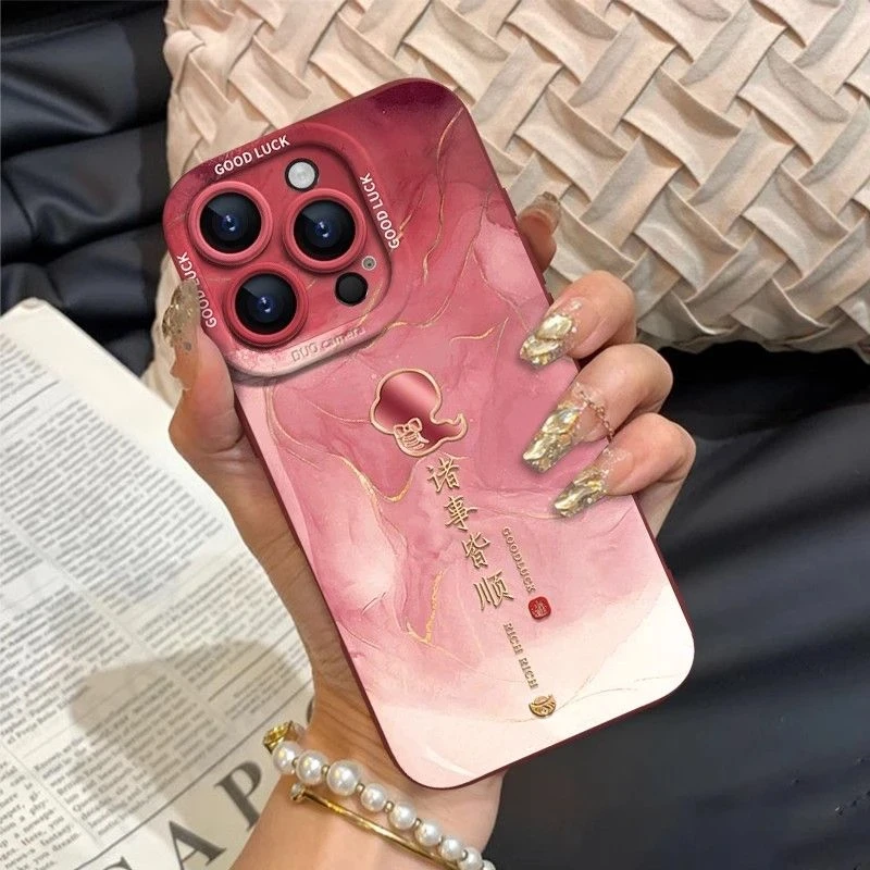 诸事皆顺瞳影手机壳适用苹果16promax华为小米15oppo高级vivo防摔