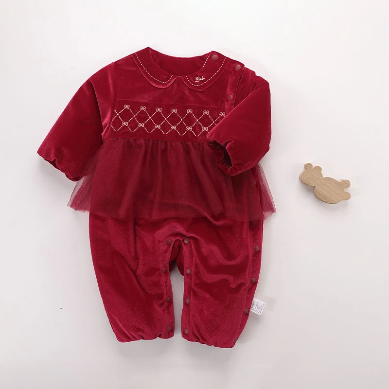 商场同款拉比官方正品2025新生儿保暖连体衣夹棉婴儿衣服秋冬