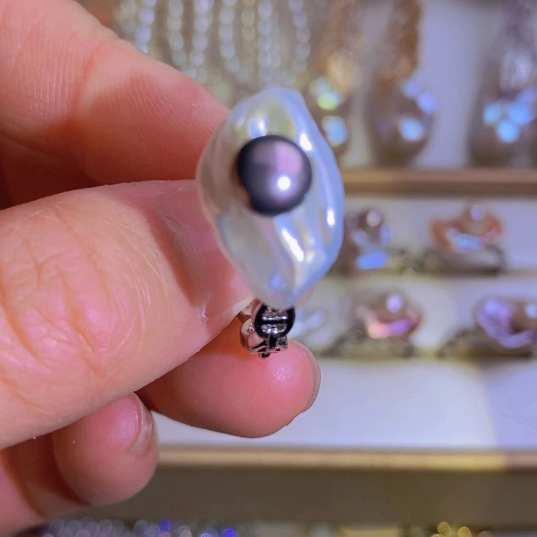 银S925镶嵌天然淡水珍珠淡水珍珠