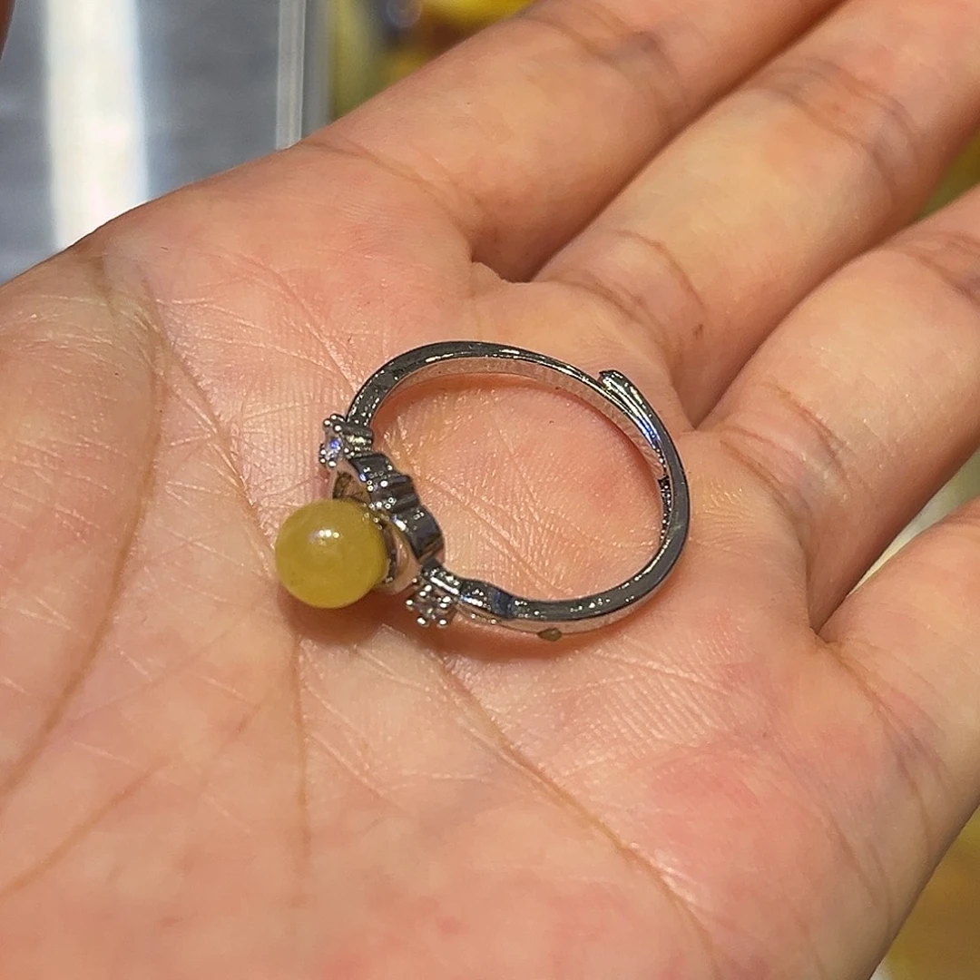 阿***、琥珀合金戒指蜜蜡