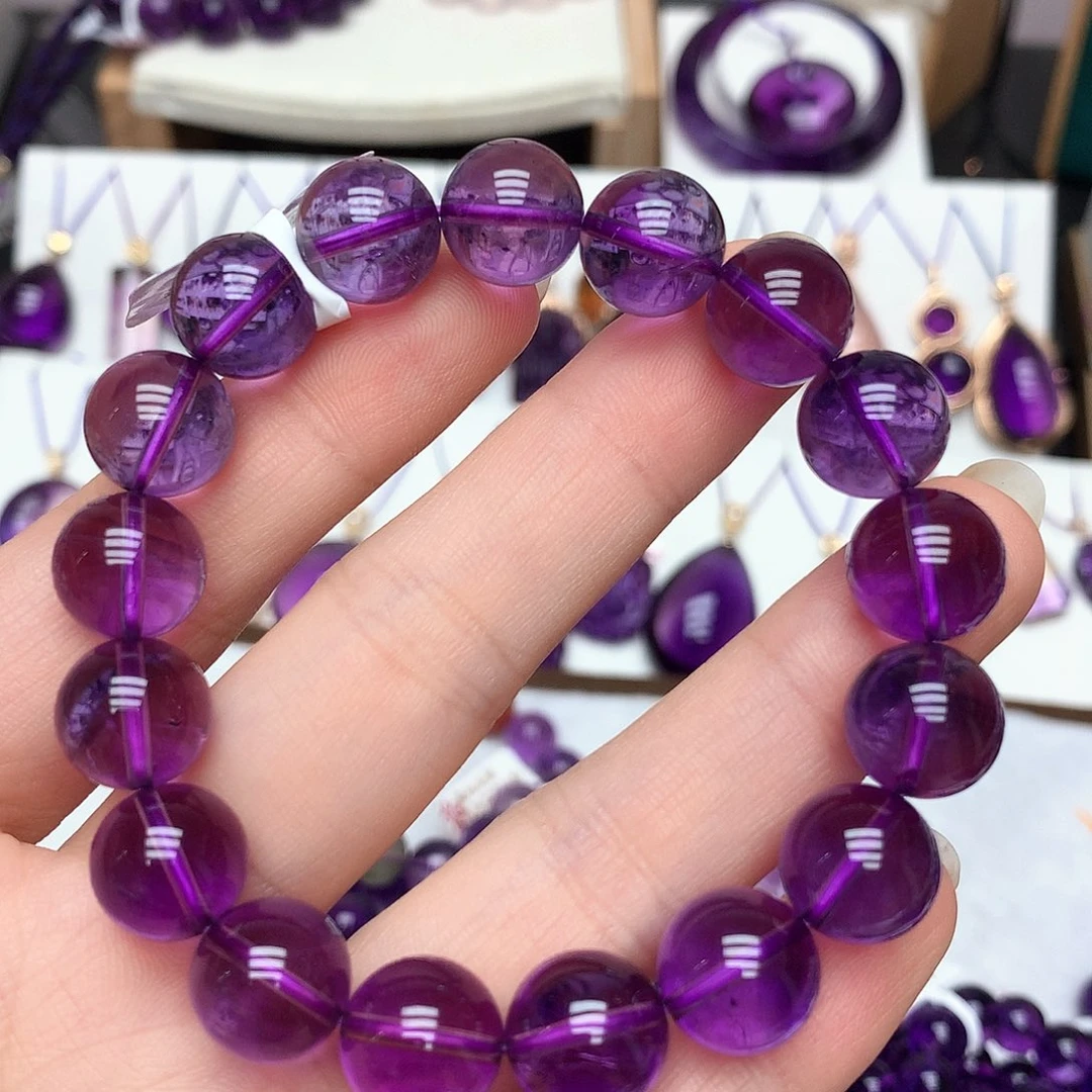 紫晶珠宝半成品未镶嵌巴西老料12mm