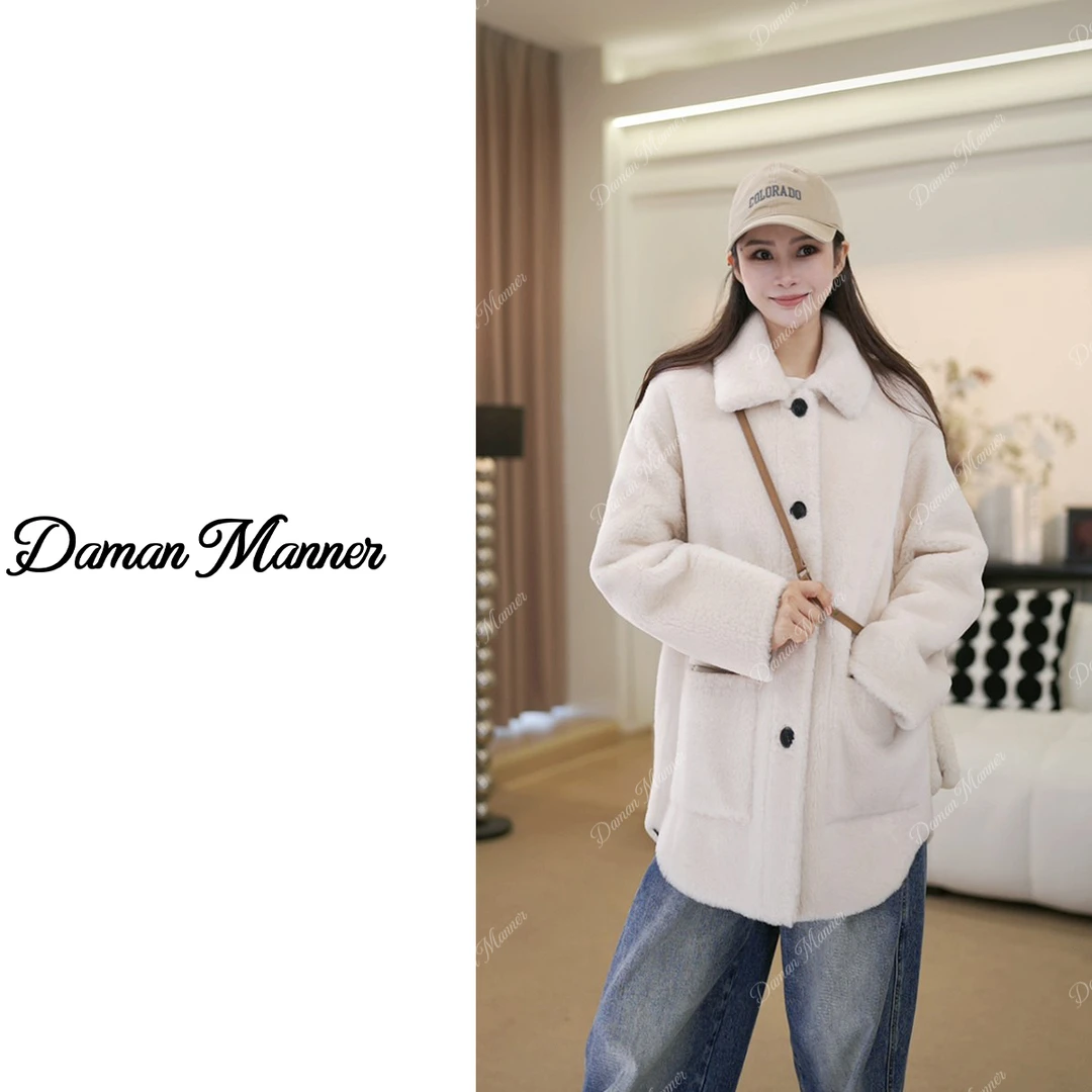 DAMAN | 小拉贡羊皮毛一体翻领休闲百搭外套天然皮草大衣ZLJ007