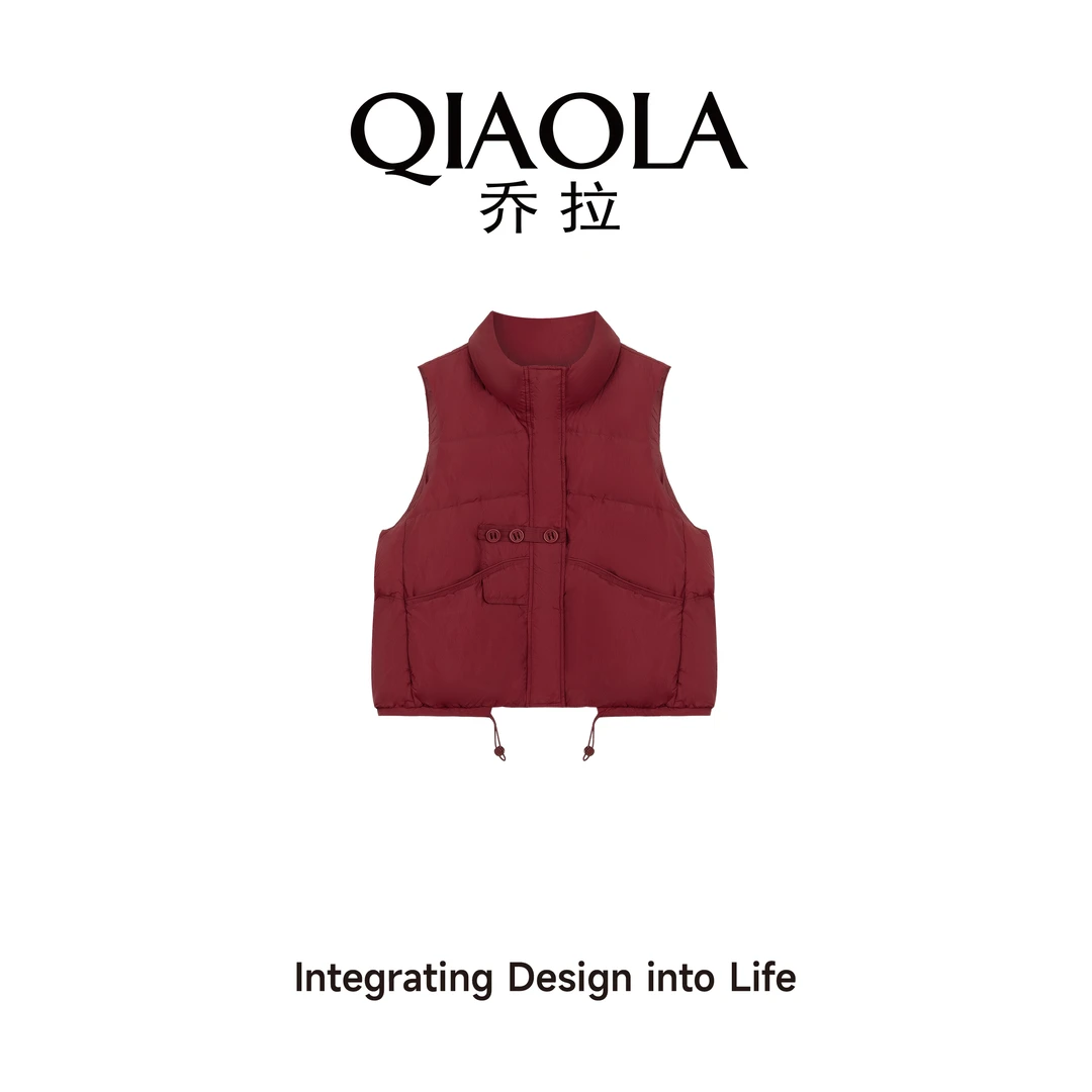 QIAOLA/乔拉【暮色红霞】秋冬季时尚白鸭绒潮流马甲外套预售