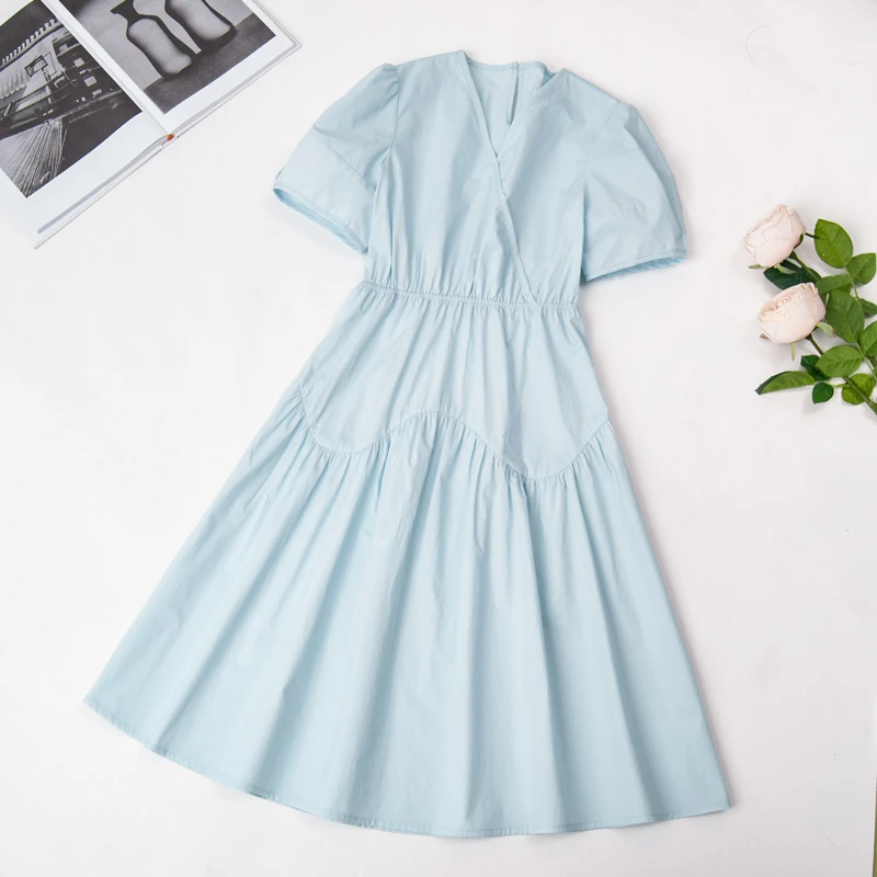 2129女童蓝色连衣裙棉布裙夏季新款爆款大女孩公主裙儿童裙子童装