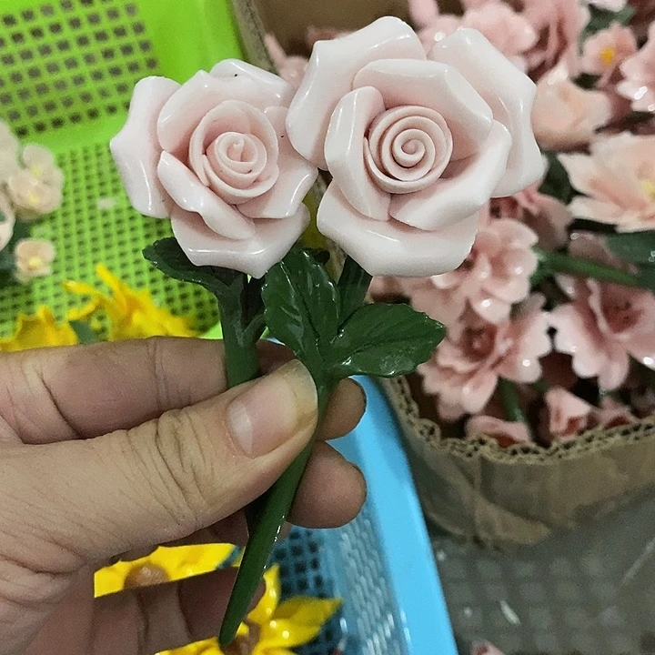 瓷片纯手工陶瓷花摆件瑕
