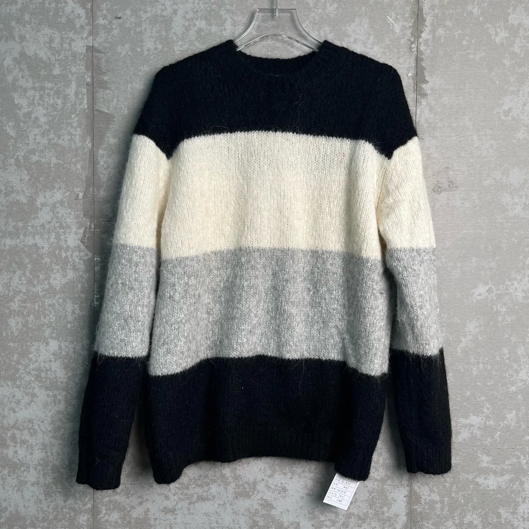 未使用 Acne studio S*1/acne studio黑白拼色条纹毛衣/13681/JP