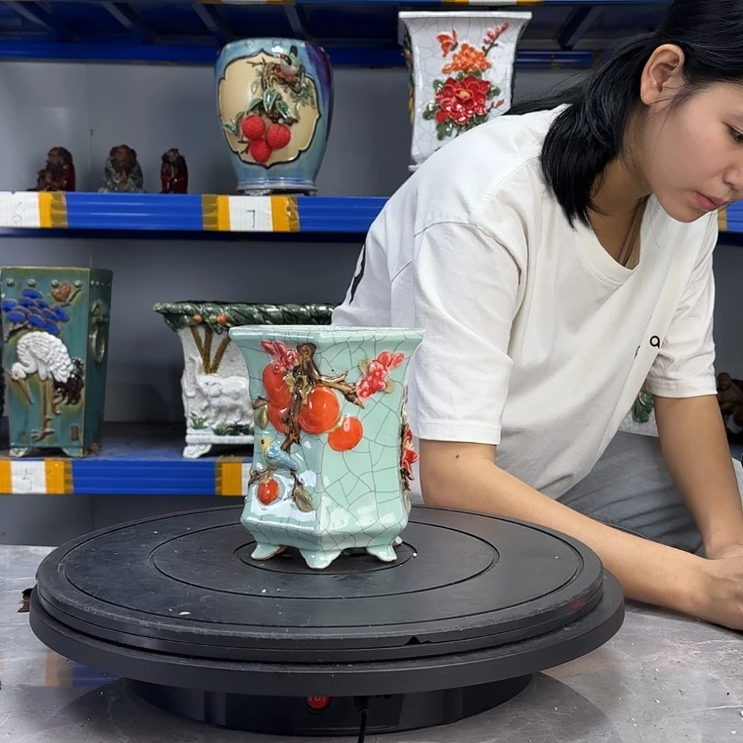 孔***远岭南石湾盆石湾盆