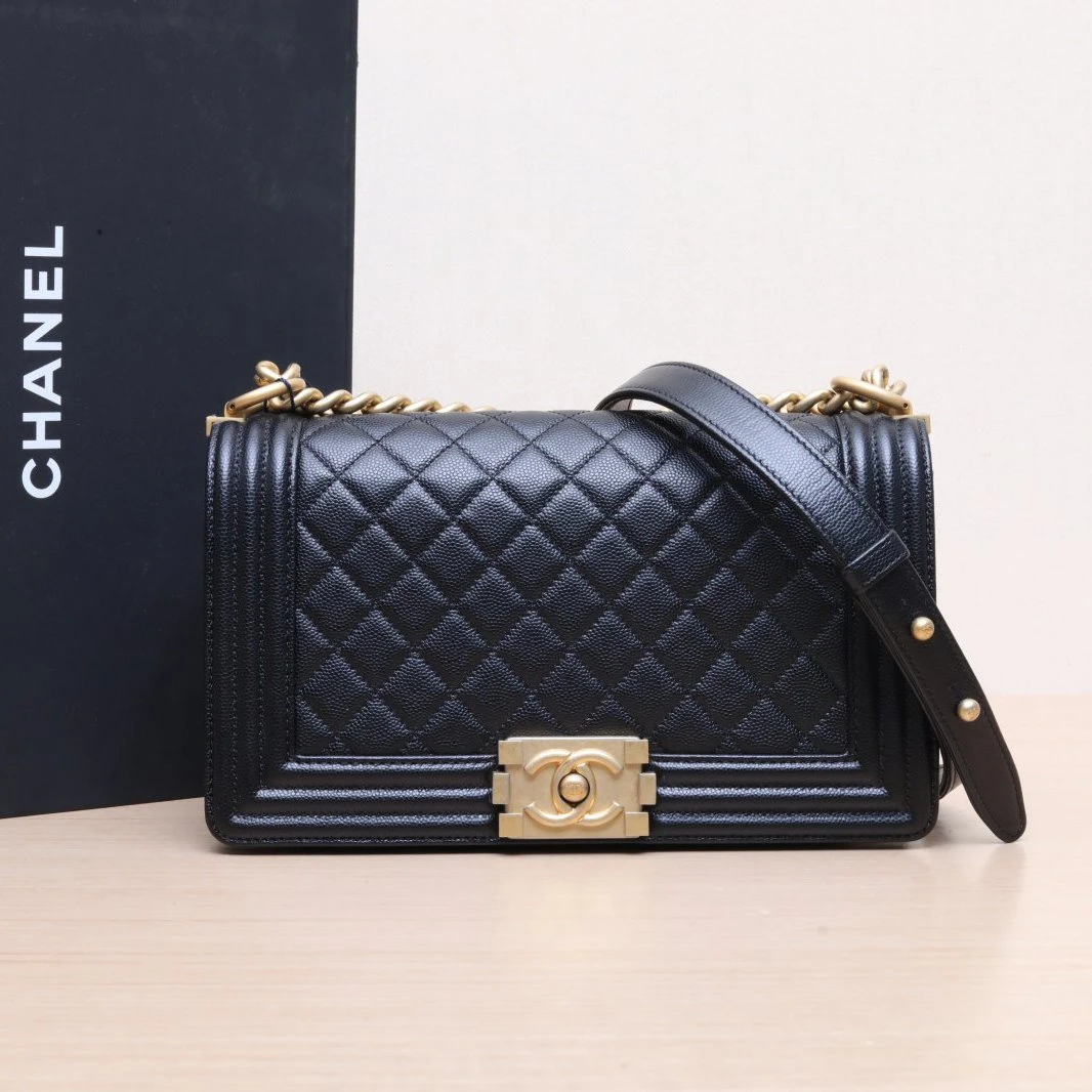 95新 Chanel/香奈儿 Leboy 单肩包25cm 黑色 26开P254110338