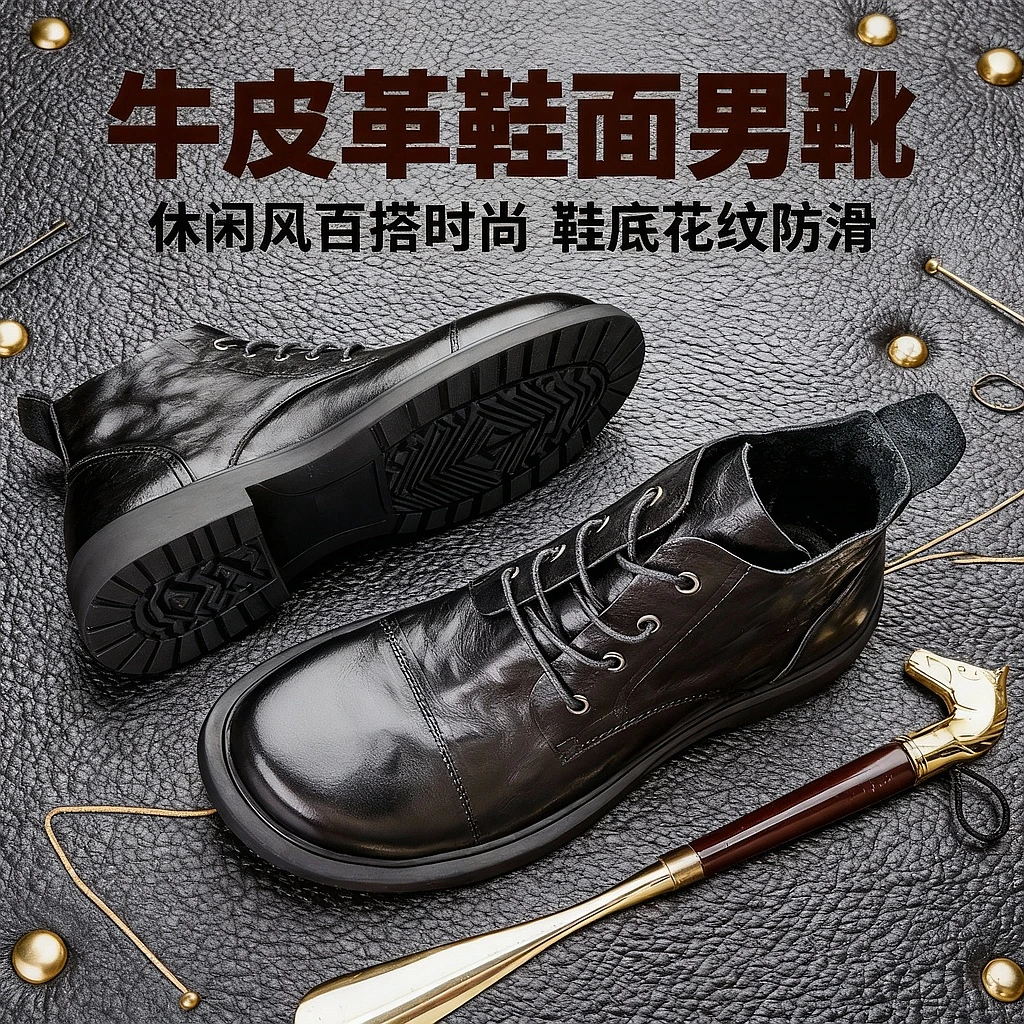 Brounvanm男士正品英伦马丁靴真皮皮靴休闲舒适百搭时尚男靴X831