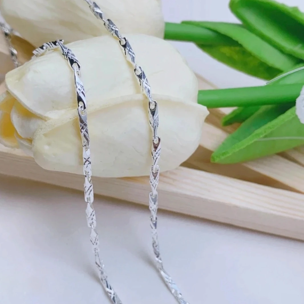 链子足银 足银999加粗满天星瓜子链银本色实心素链