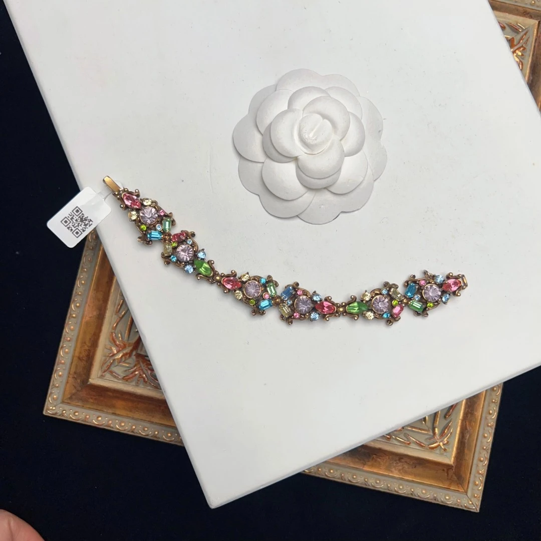 合金合成锆石项链 柚礼中古/h多色莱茵石手链lb311048