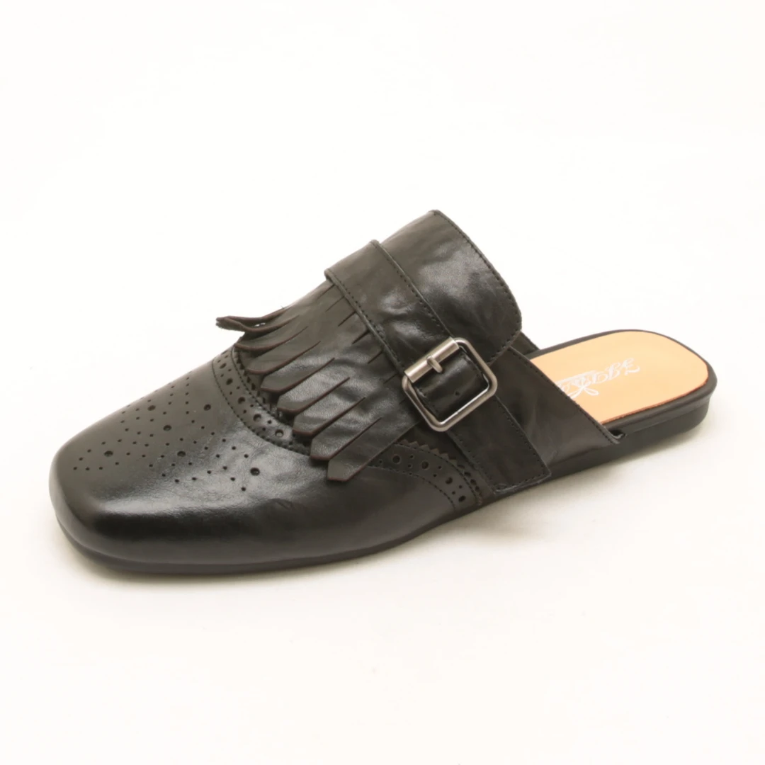 6472春夏新款女鞋流苏复古英伦风平底舒适包头拖鞋方头外穿半拖