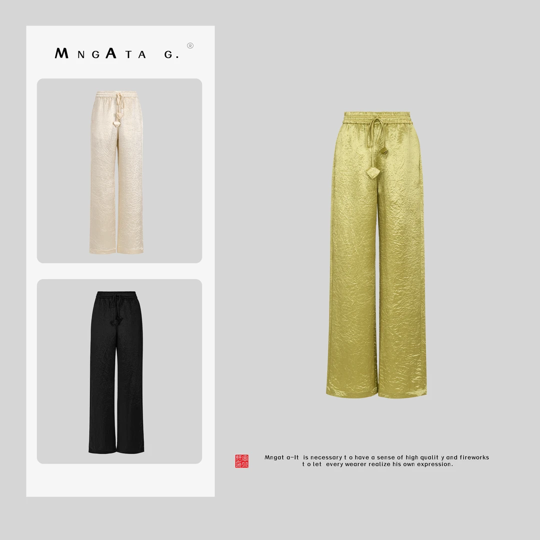 MNGATA G.宫小妍【欧若醋酸裤】25春新中式中国风裤子5010569