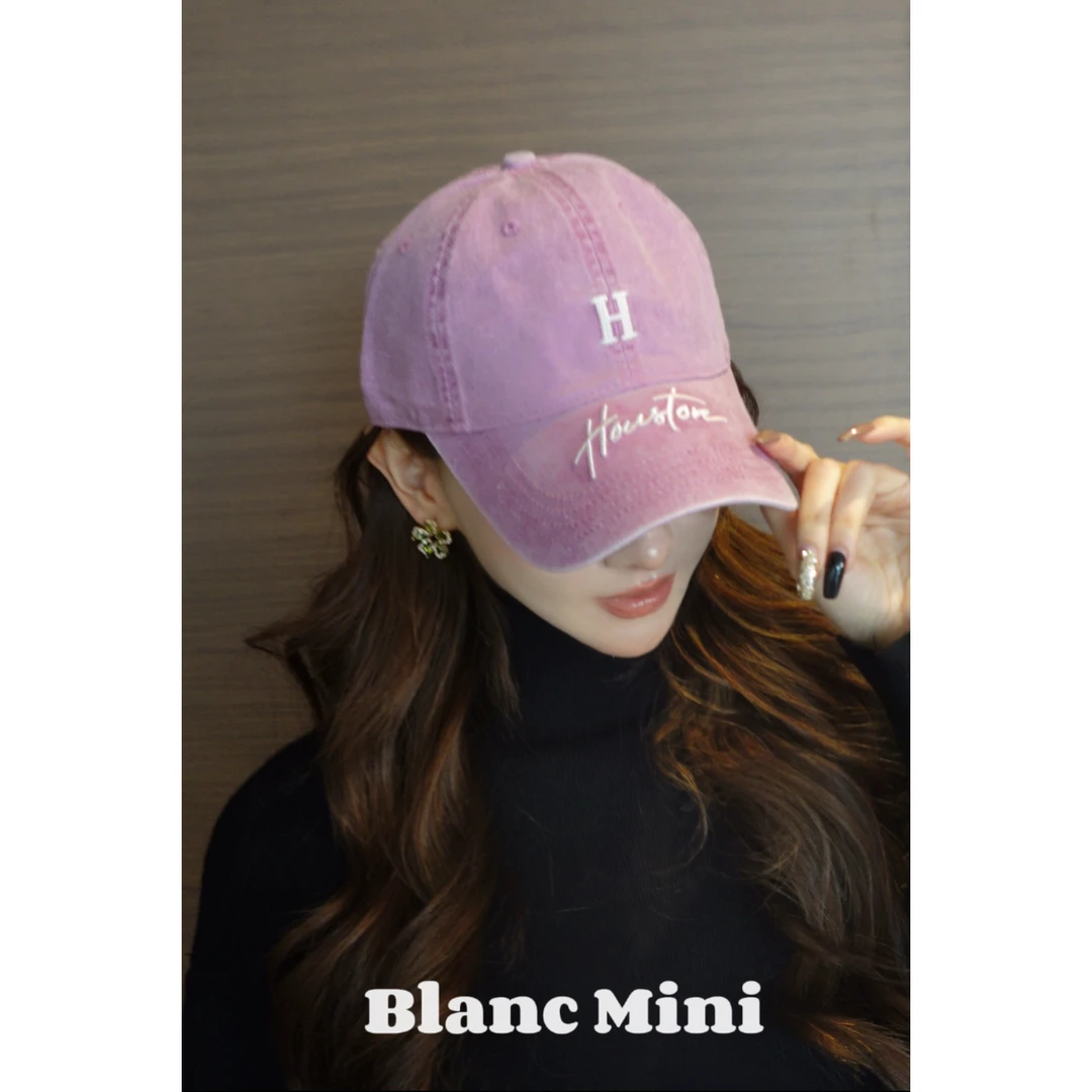 【MiNi推荐】韩系字母H刺绣做旧复古时尚百搭街头软顶鸭舌帽JE2023