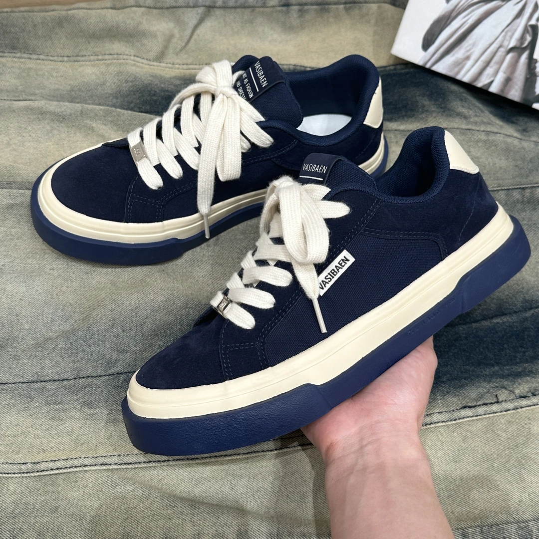 2025新款爆款休闲透气男鞋夏季小众帆布鞋美式潮流简约厚底板鞋男