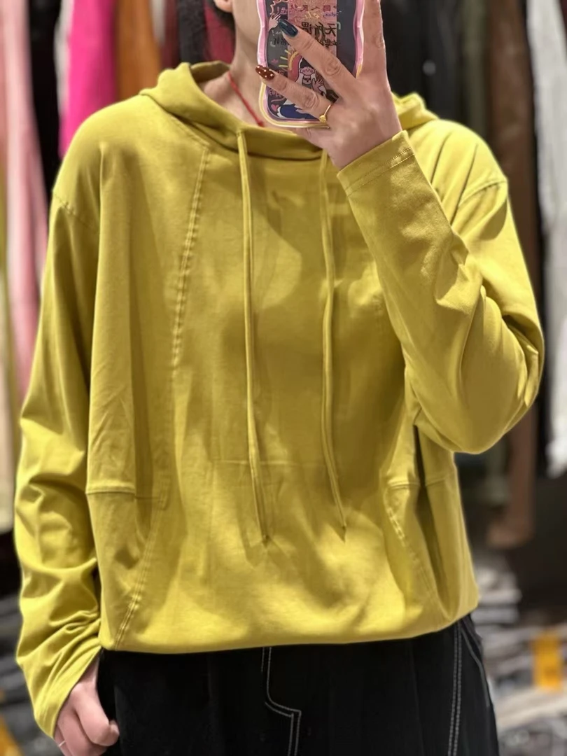 连帽长袖T恤女 2025春季新款韩版宽松休闲时尚套头卫衣帽衫