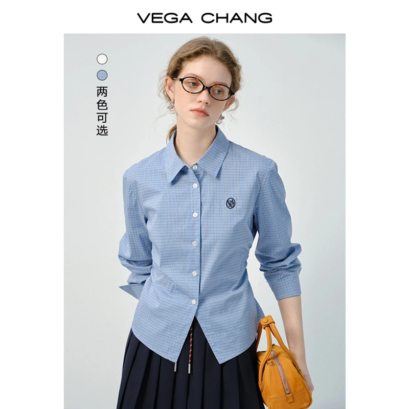 VEGA CHANG格子衬衫2026春季新款miu系简约长袖法式收腰0149SQ
