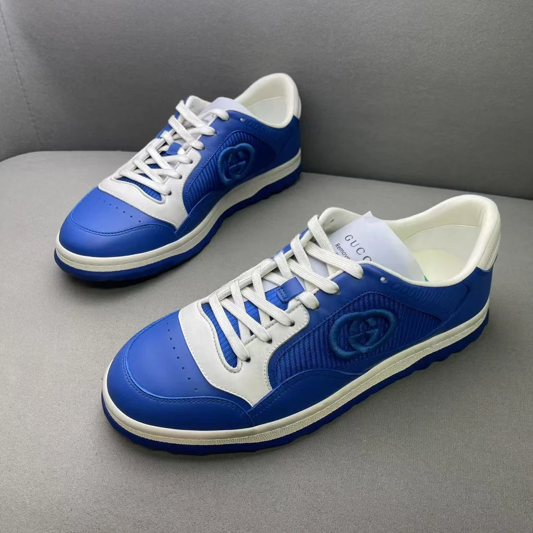 未使用 GUCCI/古驰 蓝色时尚百搭刺绣双G大logo潮流板鞋 40码