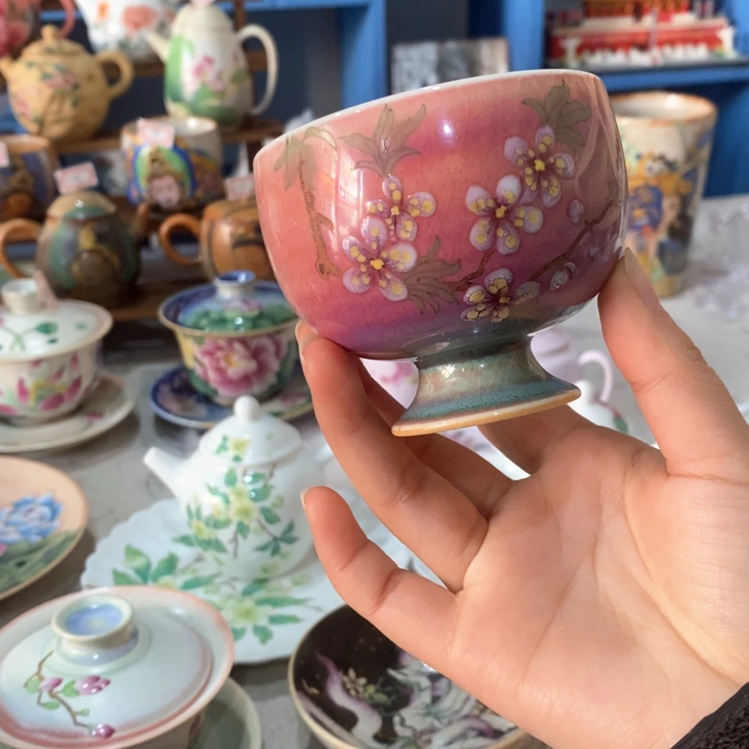 微瑕景德镇手工手绘画片杯杯