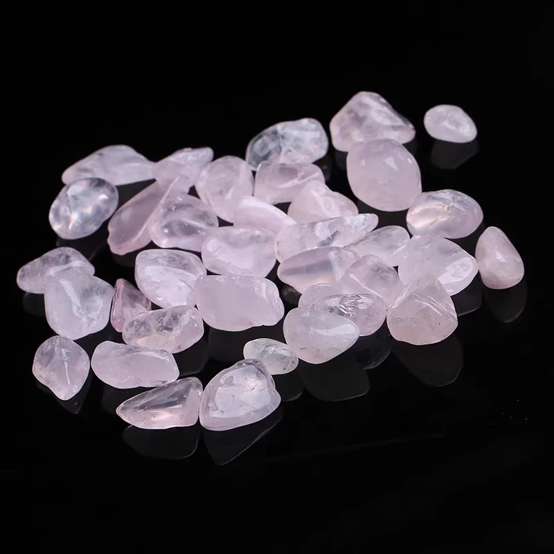 天然粉水晶碎石鱼缸造景石花盆装饰原石打磨