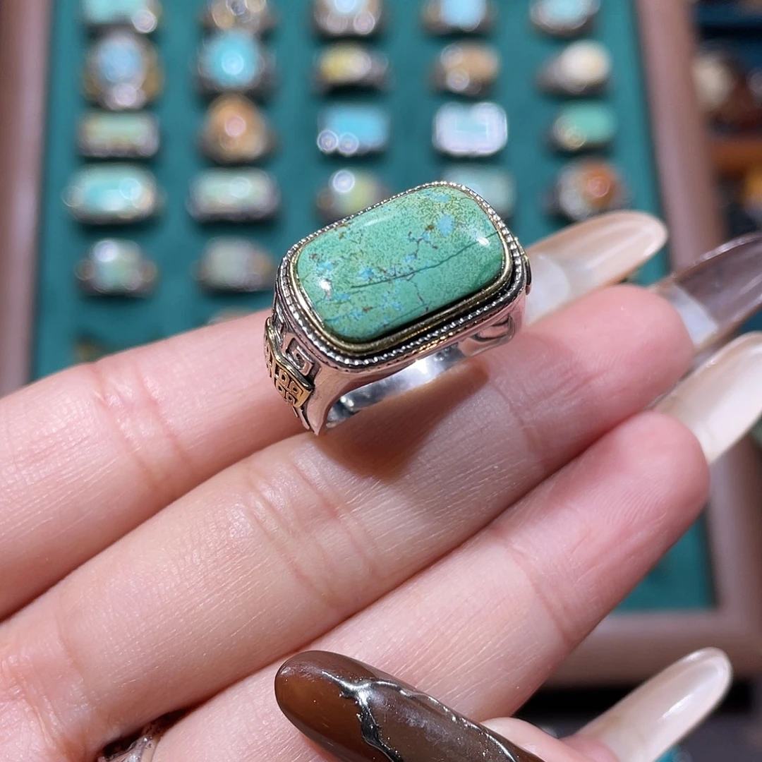 绿松石银S925镶嵌戒指