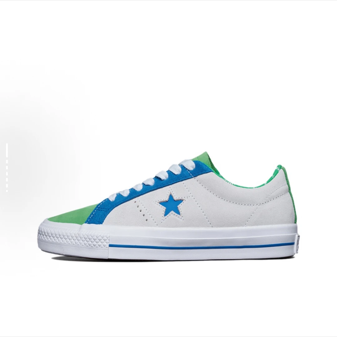 Converse/匡威皮革防水减震低帮板鞋男女同款白绿蓝171933C