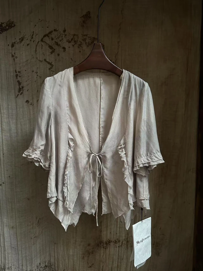 NatureDye 【美侖美奂】BH112232 原创设计植物染雪纺外披