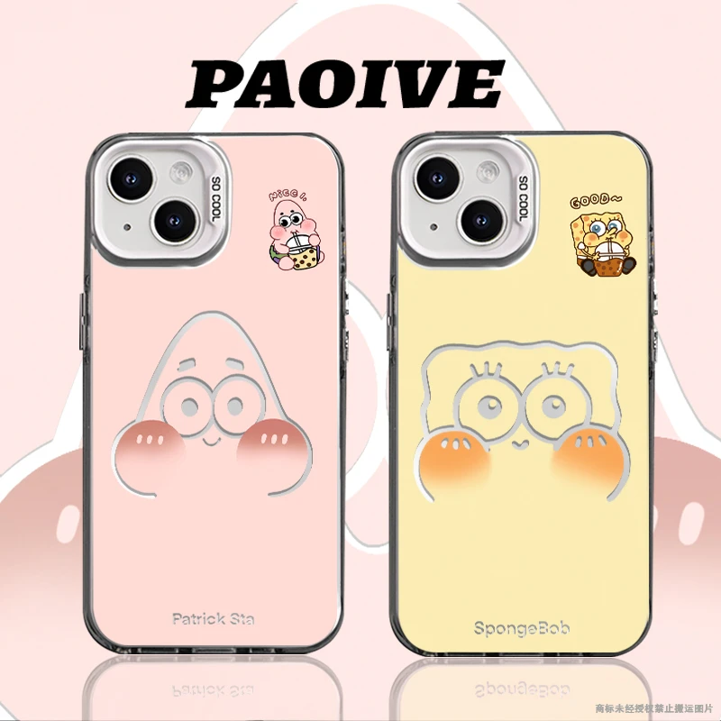 派大星海绵宝宝适用苹果华为一加iPhone小米三星防摔彩银手机壳
