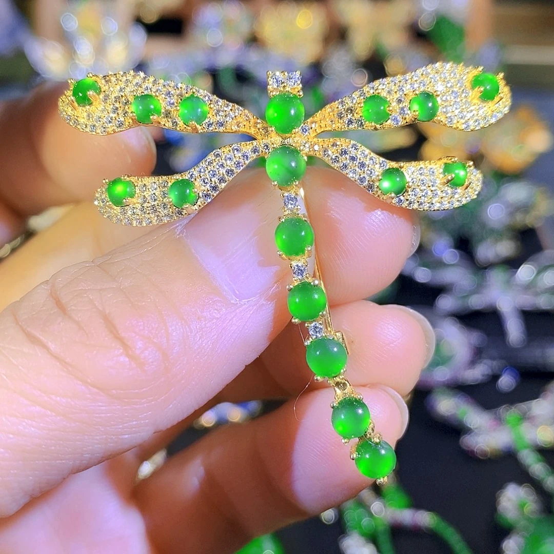 吊坠(不含链)银S925镶嵌翡翠