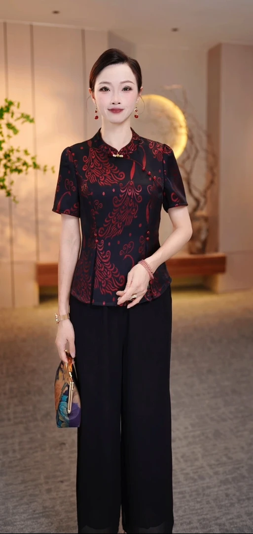 真两件套2025夏季新款洋气气质显瘦加大码中长款妈妈装K2558531