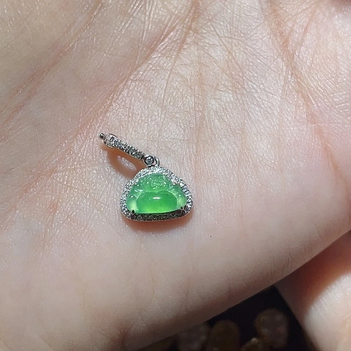 吊坠(不含链)18K金镶嵌翡翠