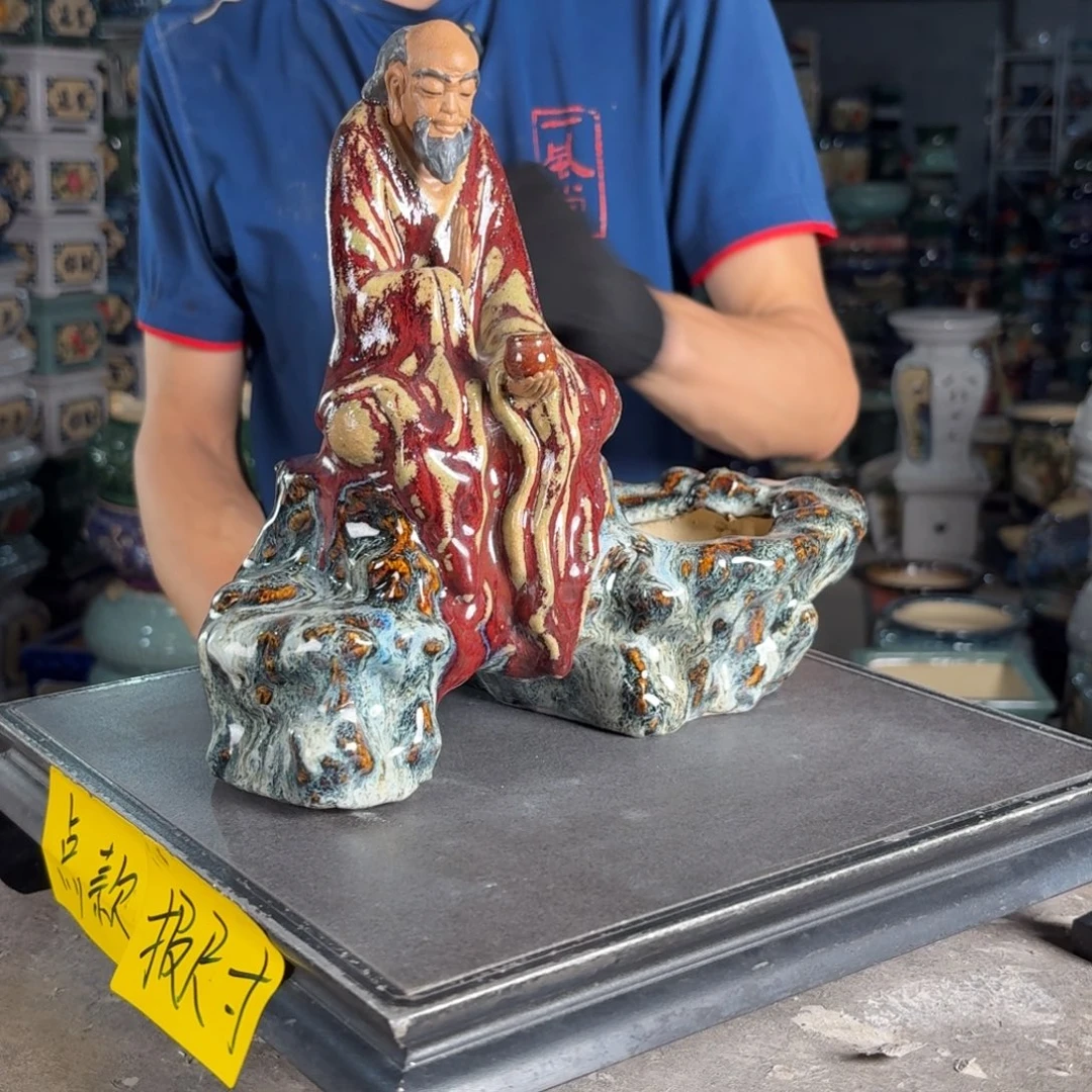 一风堂石湾花盆 手工痕迹