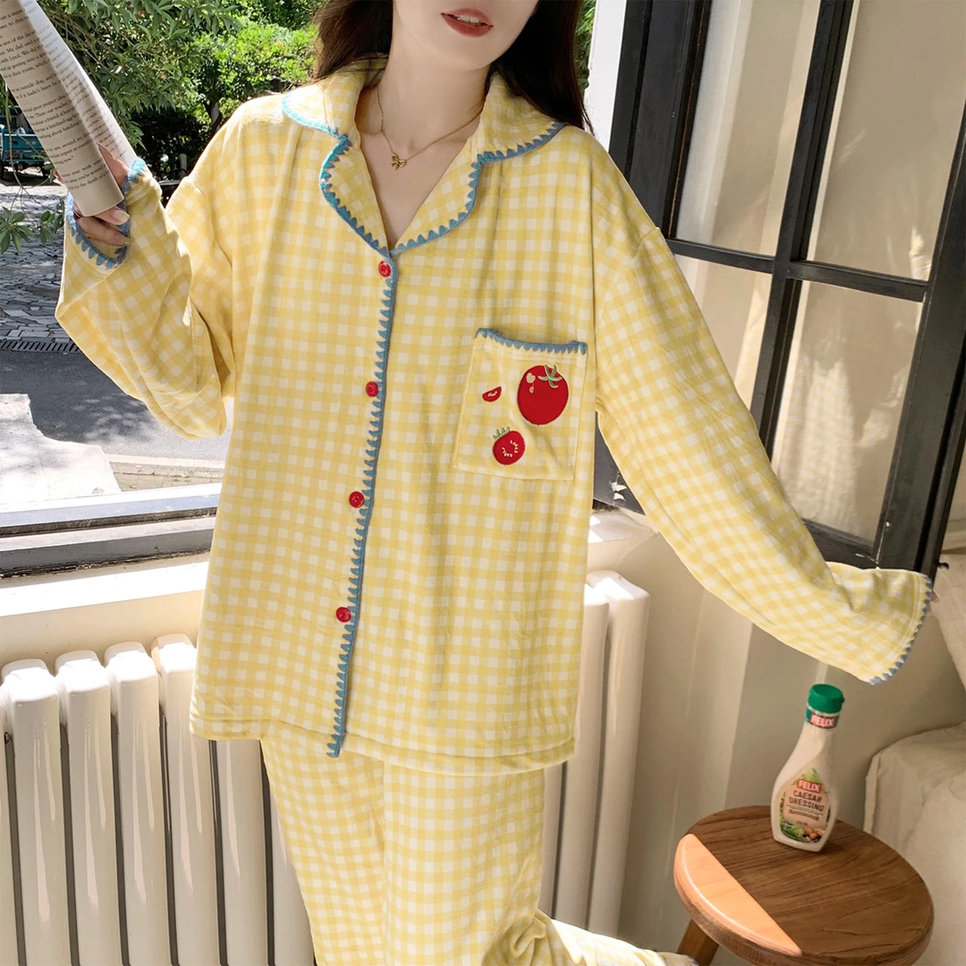 秋冬睡衣女2025年新款珊瑚绒海岛绒甜美薄绒可外穿保暖家居服套装