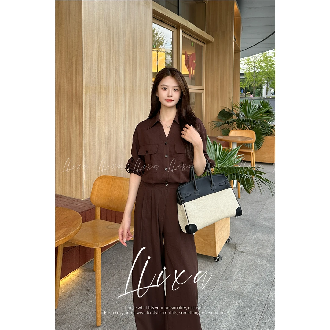 【雨薇】Liixu高级气质工装连体裤早秋宽松连体直筒裤Y53LKM9034