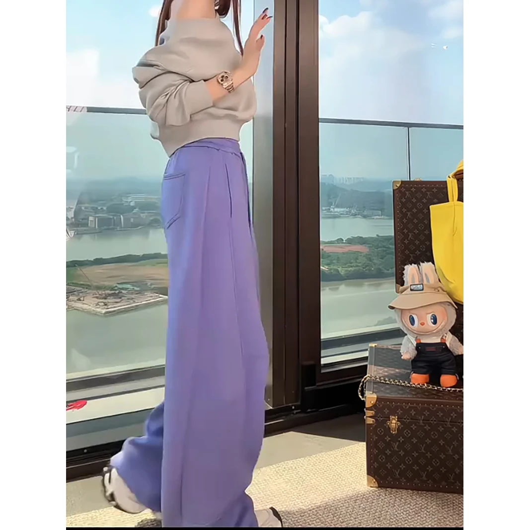 【绝绝紫】韩系早春阔腿宽松休闲裤LWJ25A1K289