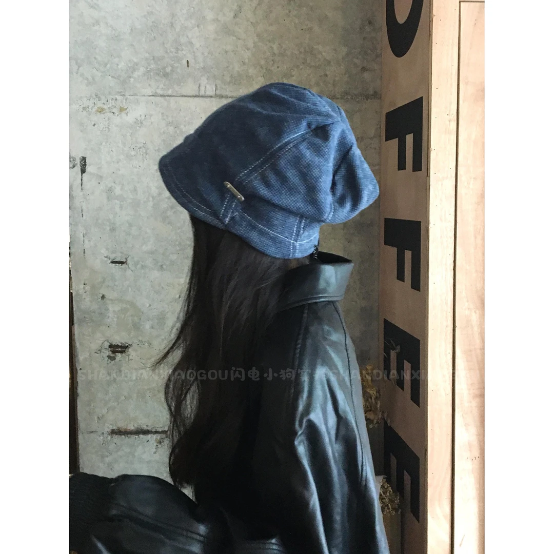 美式复古冷帽｜素颜遮脸渔夫帽堆子女秋冬黑色街头休闲显脸小包头