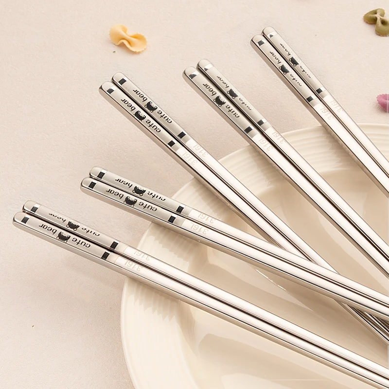 316L家用不锈钢筷子食品级防滑轻奢高档抗菌防霉家庭专人专用筷子