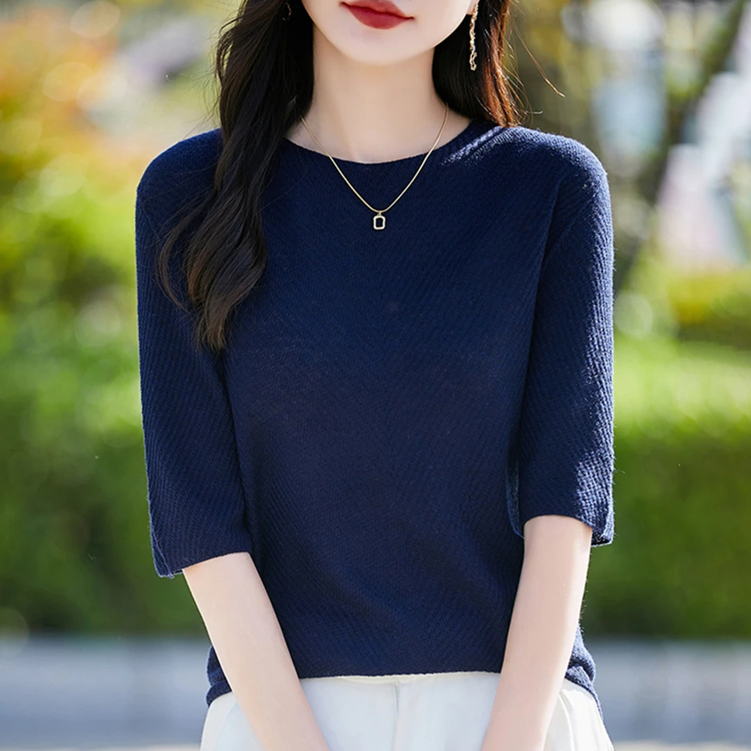 微胖mm夏装大码冰丝针织衫女士短袖t恤宽松遮肚子巨显瘦半袖上衣