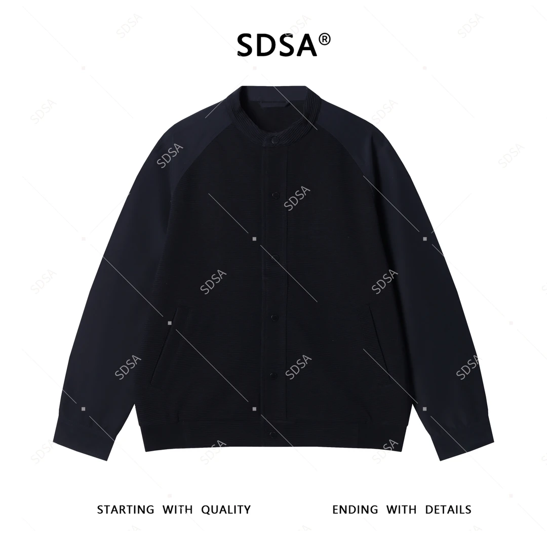 男士轻奢痞帅男装韩版纯色横条纹圆领卫衣时尚肌理感拼接显瘦上衣