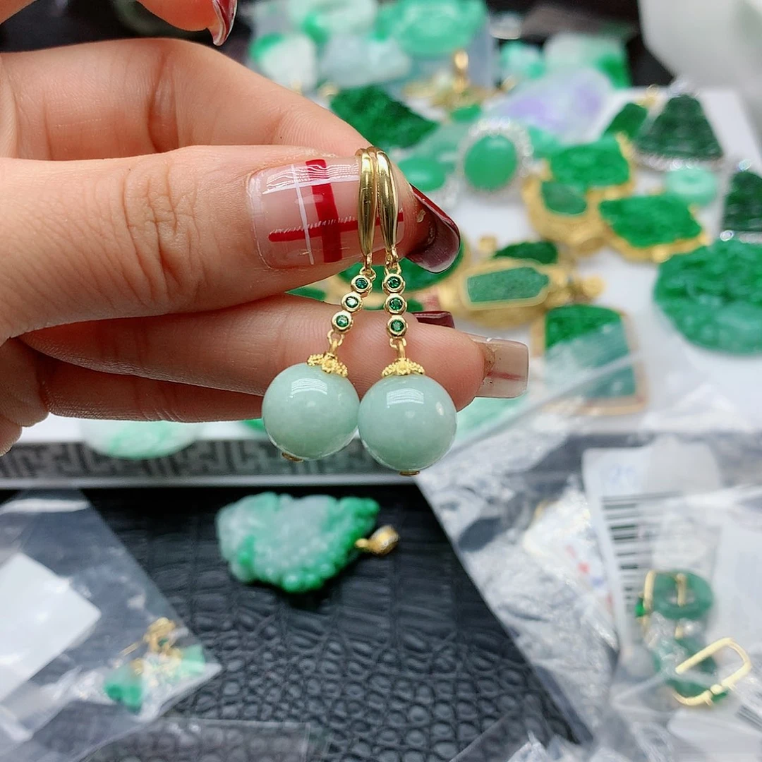 【闪购商品】翡翠耳饰银S925镶嵌，