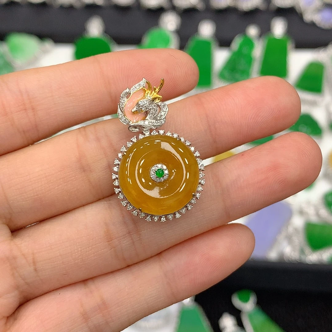 【闪购商品】翡翠吊坠(不含链)18K金镶嵌平安扣